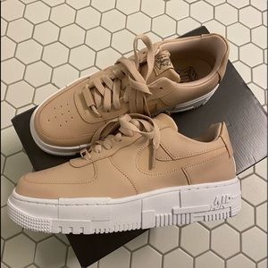 Womans Nike Air Force Pixels. Beige in colour, size 8.5, brand new never worn.